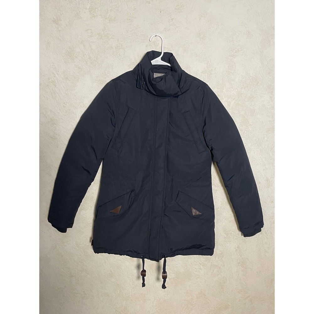 Schott NYC Down Parka Jacket Mens Small Black Winter Puffer Coat Funnel Neck